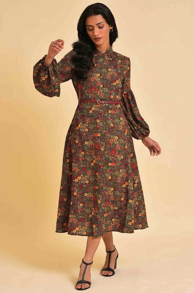 Buy Peach Floral Print Dress Online - RK India Store View